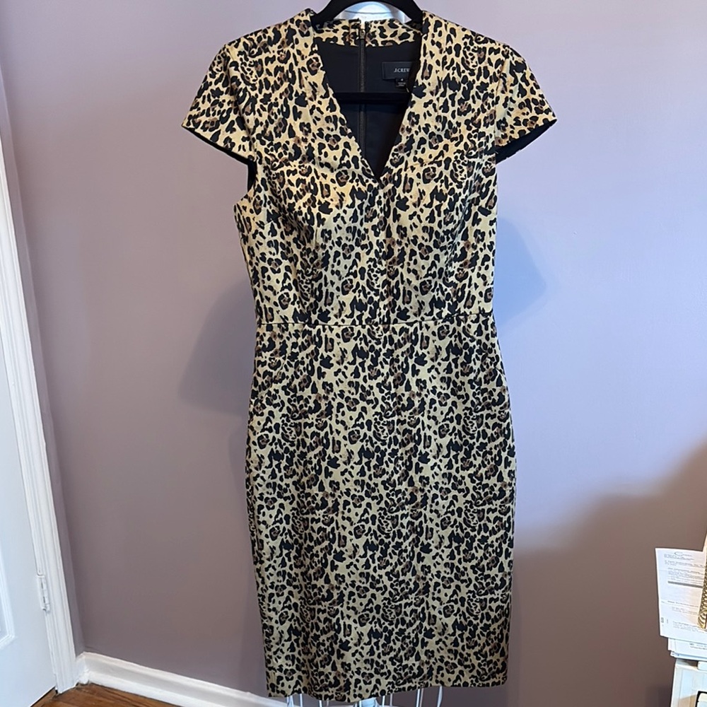 J. Crew Black and White Sheath Dress V-Neck Midi